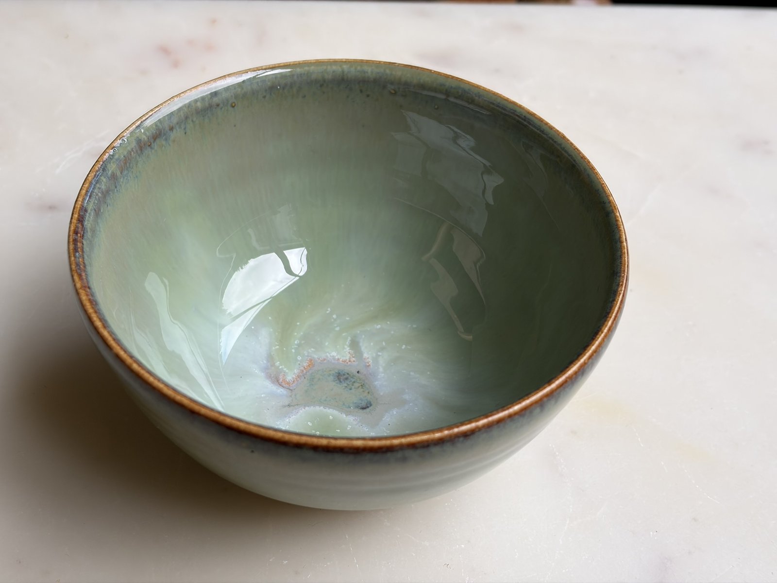 Blue Rutile and Lustrous Jade bowl