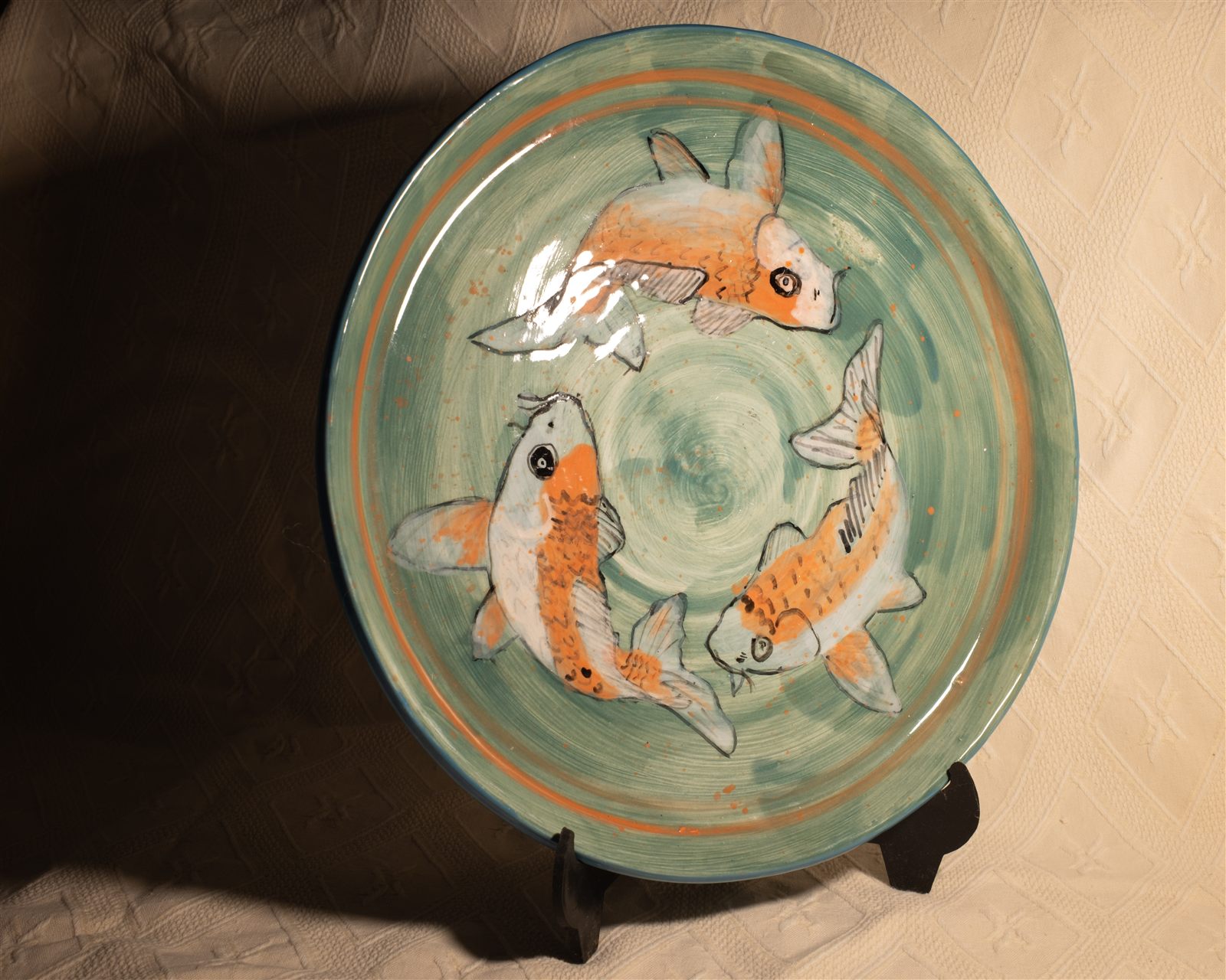 Green koi plate