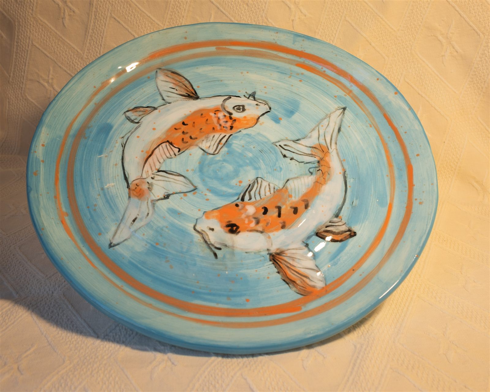 Teal koi plate